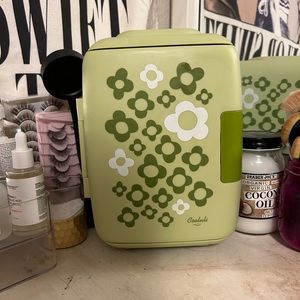 green skincare mini fridge